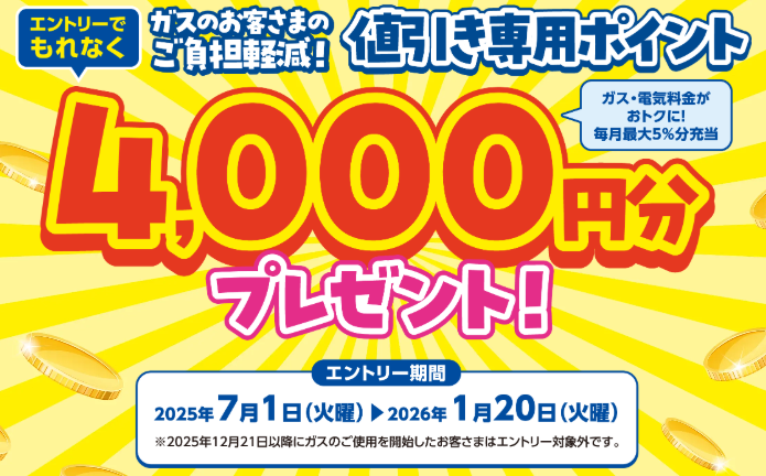 東邦ガス ガス料金値引きキャンペーン