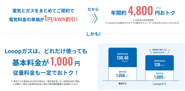 Looopでんき 電気ガス