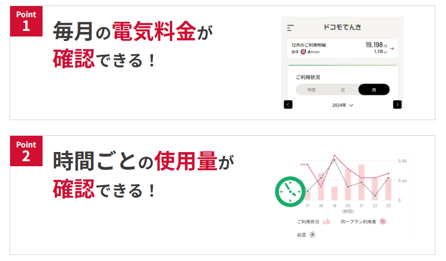 ドコモでんき 公式アプリでできること